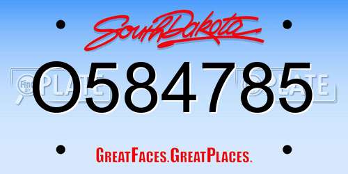 O584785 South Dakota License Plate
