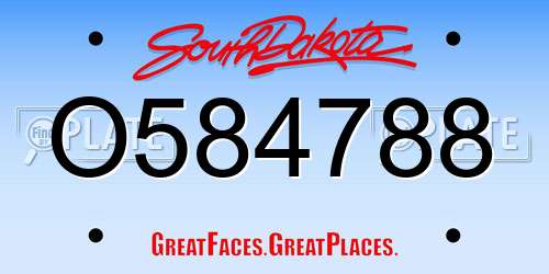 O584788 South Dakota License Plate