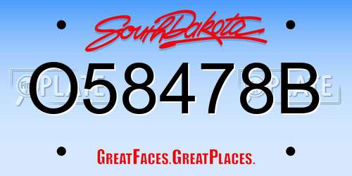 O58478B South Dakota License Plate