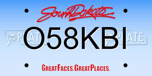 O58KBI South Dakota License Plate