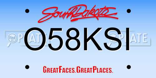 O58KSI South Dakota License Plate