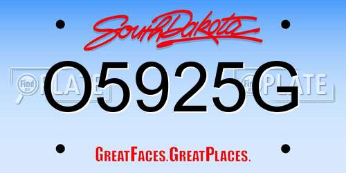 O5925G South Dakota License Plate