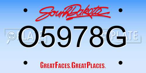 O5978G South Dakota License Plate