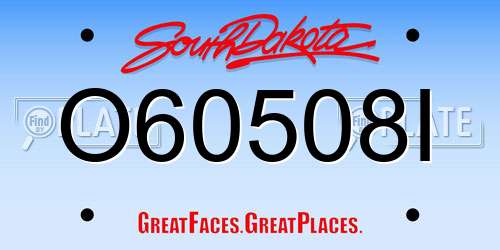O60508I South Dakota License Plate
