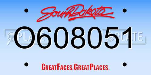 O608051 South Dakota License Plate