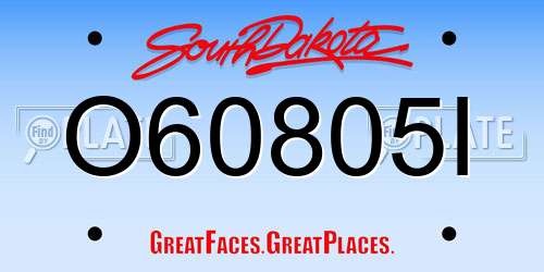 O60805I South Dakota License Plate