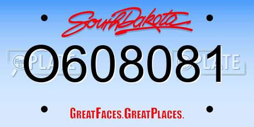 O608081 South Dakota License Plate