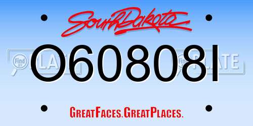 O60808I South Dakota License Plate