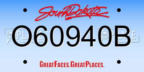O60940B South Dakota License Plate