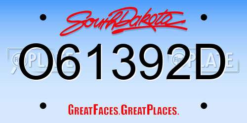 O61392D South Dakota License Plate
