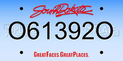 O61392O South Dakota License Plate