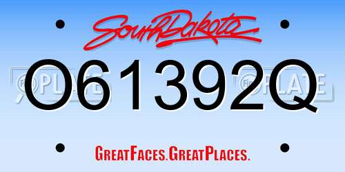 O61392Q South Dakota License Plate