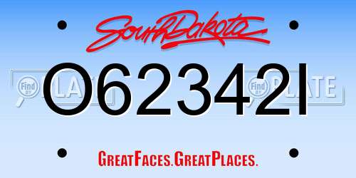O62342I South Dakota License Plate