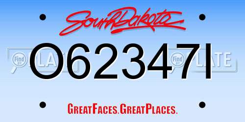 O62347I South Dakota License Plate