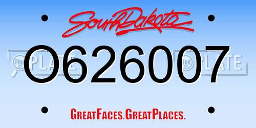 O626007 South Dakota License Plate