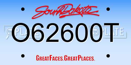 O62600T South Dakota License Plate