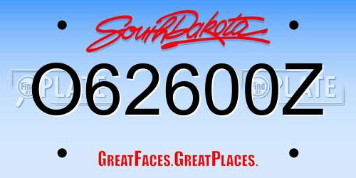O62600Z South Dakota License Plate