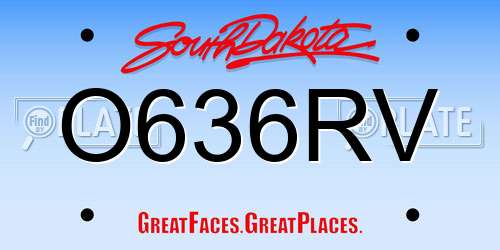 O636RV South Dakota License Plate