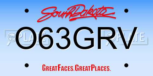 O63GRV South Dakota License Plate