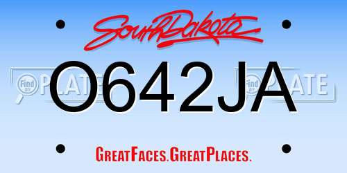 O642JA South Dakota License Plate
