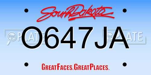 O647JA South Dakota License Plate