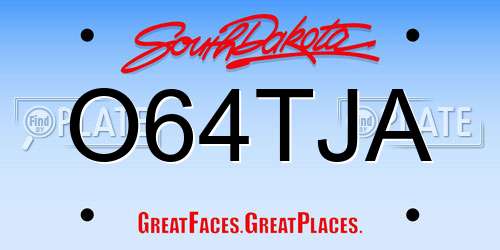 O64TJA South Dakota License Plate