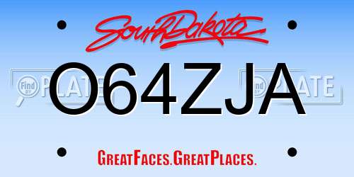 O64ZJA South Dakota License Plate