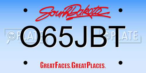 O65JBT South Dakota License Plate