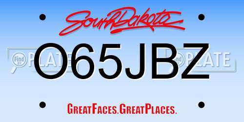 O65JBZ South Dakota License Plate