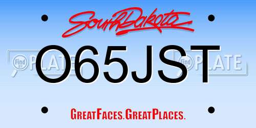 O65JST South Dakota License Plate