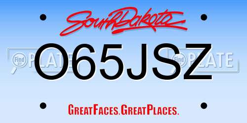 O65JSZ South Dakota License Plate