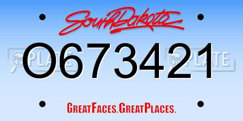 O673421 South Dakota License Plate
