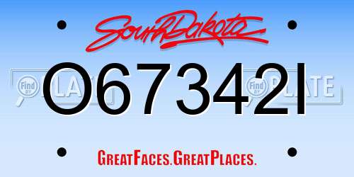 O67342I South Dakota License Plate