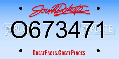 O673471 South Dakota License Plate