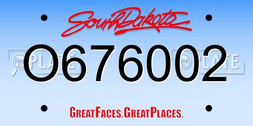 O676002 South Dakota License Plate