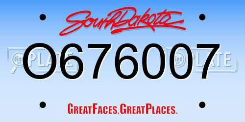 O676007 South Dakota License Plate