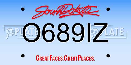 O689IZ South Dakota License Plate