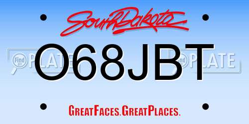 O68JBT South Dakota License Plate