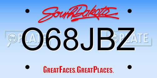 O68JBZ South Dakota License Plate
