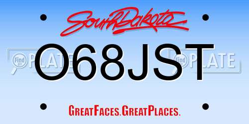 O68JST South Dakota License Plate