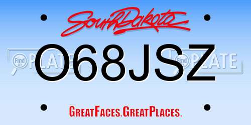 O68JSZ South Dakota License Plate