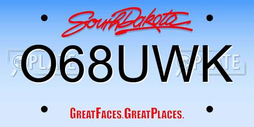 O68UWK South Dakota License Plate