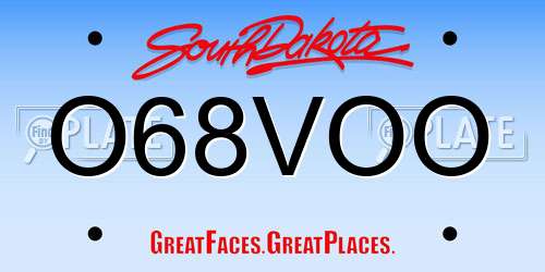 O68VOO South Dakota License Plate