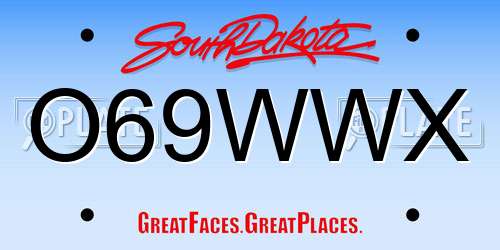 O69WWX South Dakota License Plate