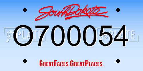 O700054 South Dakota License Plate