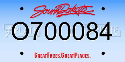 O700084 South Dakota License Plate