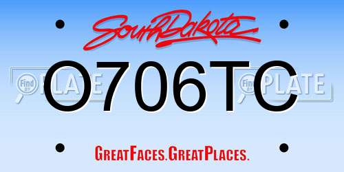 O706TC South Dakota License Plate