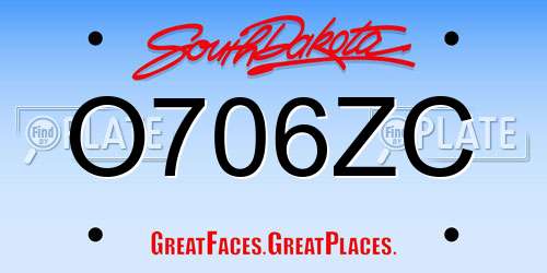 O706ZC South Dakota License Plate