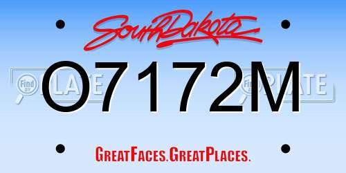 O7172M South Dakota License Plate
