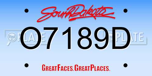 O7189D South Dakota License Plate